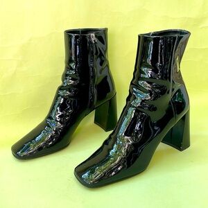 Prada black patent leather booties